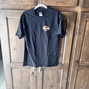 Harley Davidson-Mens Black T-Shirt Tulsa Oklahoma on the‎ Back Size M